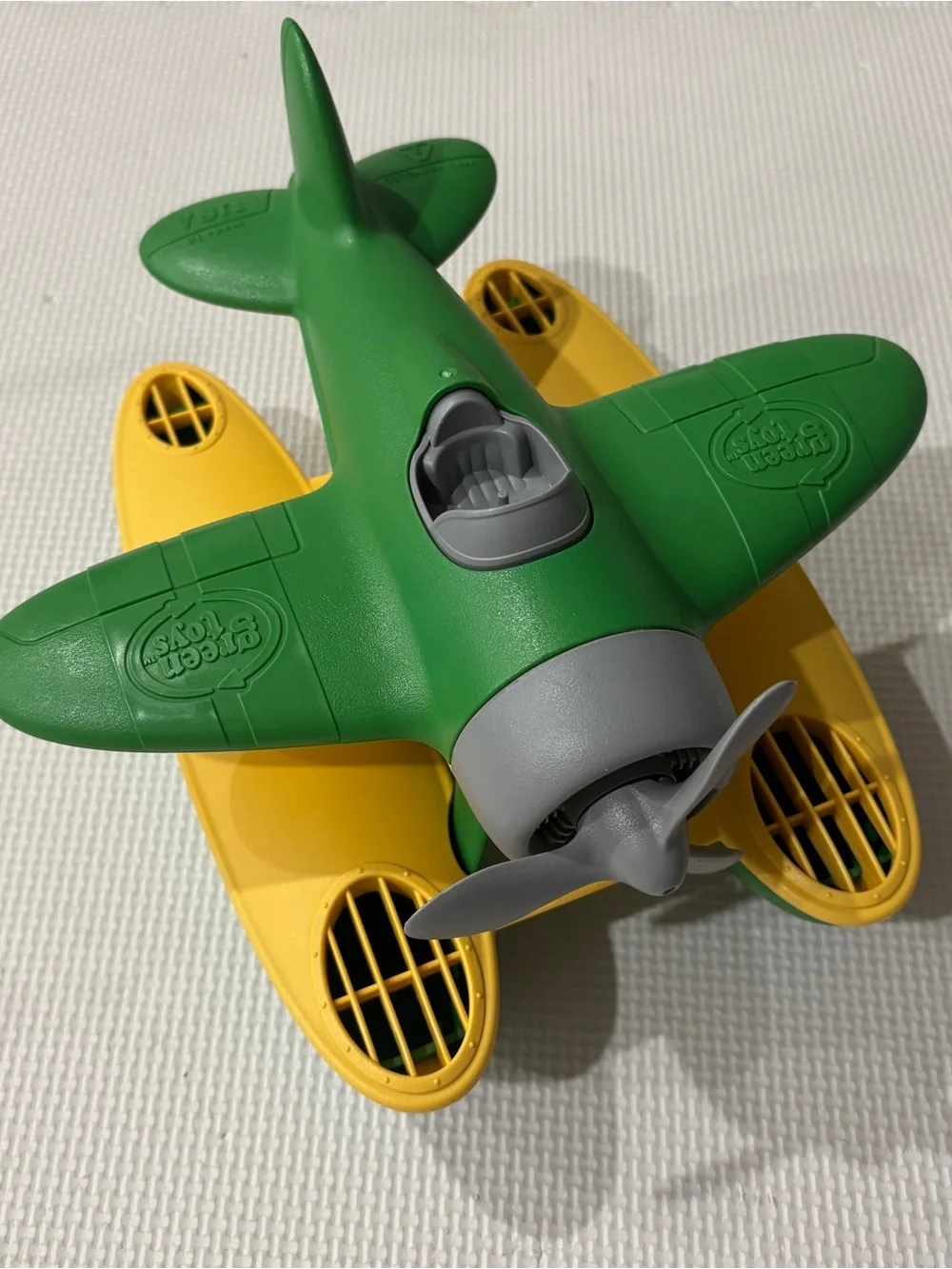 Green & Yellow Toy Seaplane - Kids Float Plane by Green Toys 9.5”